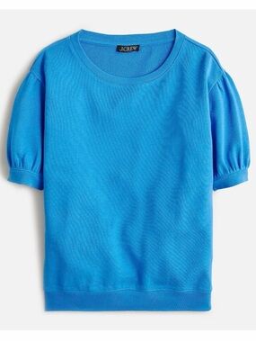 J Crew Terry Puff Sleeve Sweatshirt Top
 Short Sleeve Bright Blue, Cotton